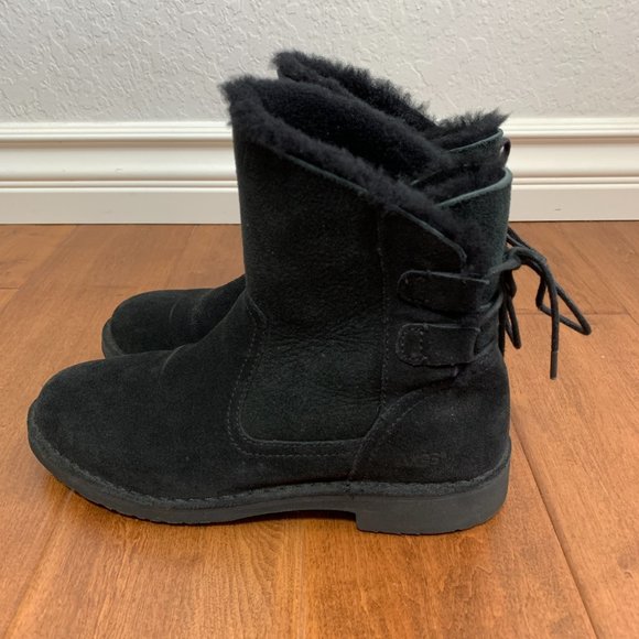 UGG Naiyah Suede Booties Black Womens Size 7 Shearling - Picture 3 of 13